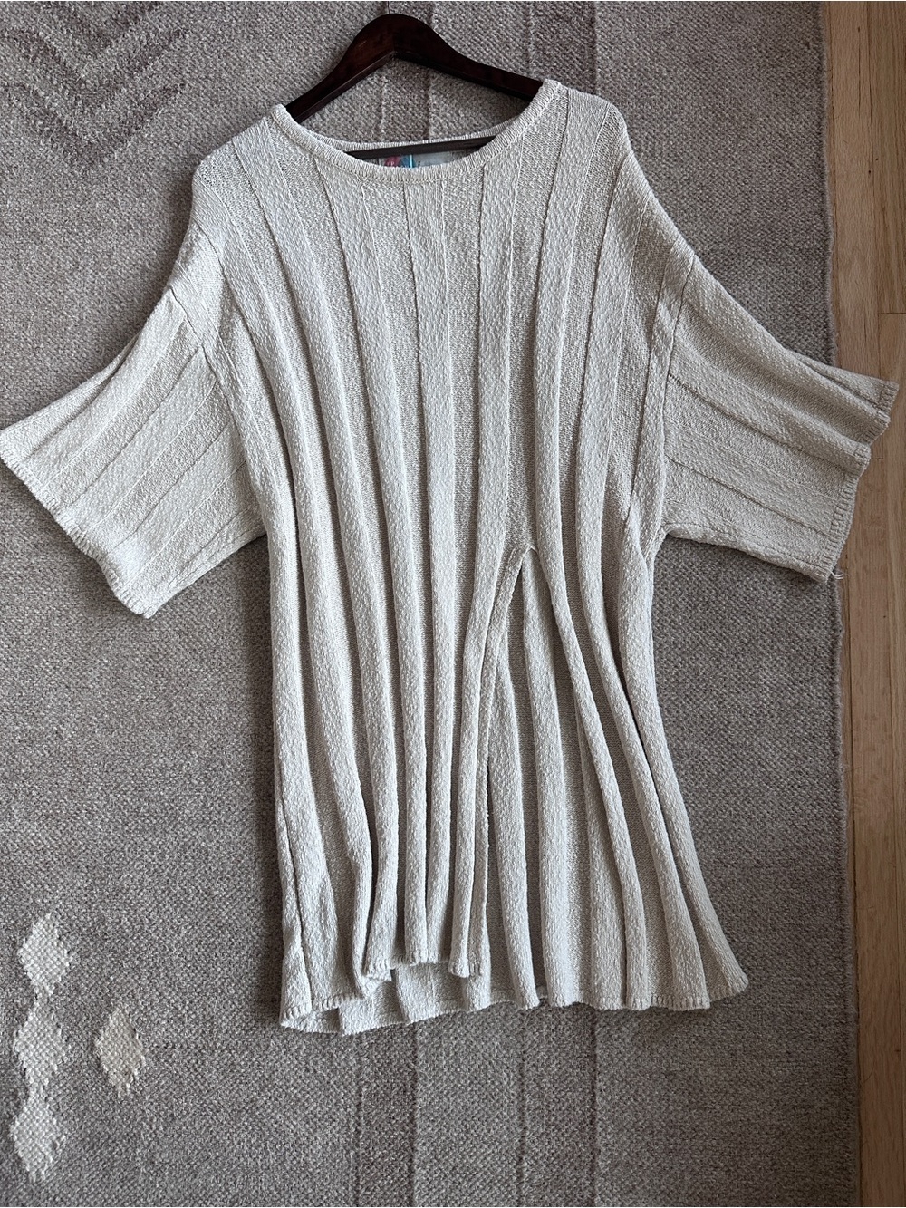 Free People Beach Ivory Oversized Side Slit Tunic Sweater — S